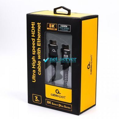 Фото Высокоскоростной кабель HDMI 3м, 2160p (4K), 60 Гц, с Ethernet, Cablexpert CCB-HDMI8K-3M &ndash; купить с доставкой по Украине в интернет-магазине Net-server