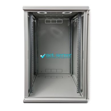 Wall cabinet 19", 15U, W600xH500xH773, collapsible, economy, glass, gray ES-E1550G