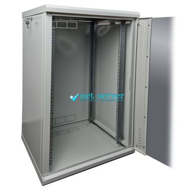 Wall cabinet 19", 15U, W600xH500xH773, collapsible, economy, glass, gray ES-E1550G