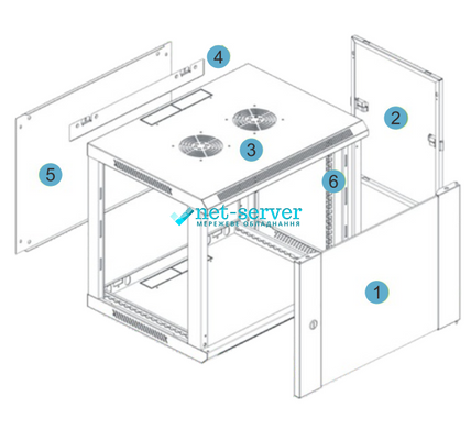 Photo of Wall switching cabinet 18U 600x600 assembled Kingda KD-6618 &ndash; buy online with delivery across Ukraine at Net-server