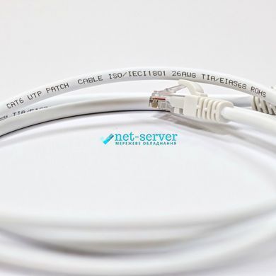 Фото Патч-корд 1м, U/UTP, cat.6, RJ45, медь, белый, L&W ELECTRONICAL LW-PC0001-C6-100WH &ndash; купить с доставкой по Украине в интернет-магазине Net-server
