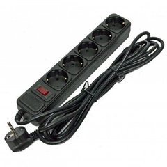 Surge protector Gembird 4.5 m. 5 sockets with switch black SPG5-G-15B