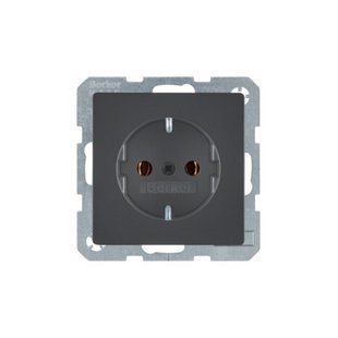 Photo of Socket with grounding contact, 16A/250V, anthracite, Q.x Berker 47436086 &ndash; buy online with delivery across Ukraine at Net-server