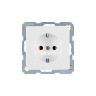 Photo of Socket with grounding contact, 16A/250V, polarized white, Q.x Berker 47436089 &ndash; buy online with delivery across Ukraine at Net-server