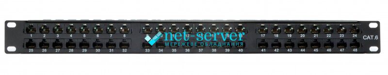 Мережева патч-панель 19", 48 портів, 1U, cat.6, UTP, dual type EPNew 6PLD-U48BK1UZ