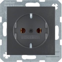 Electrical socket with grounding for collections S.1/B.3/B.7 GLAS anthracite, matte black Berker 47431606