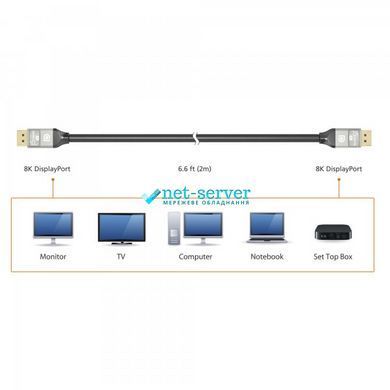 Фото Кабель DisplayPort V1.4, 8K 60Hz, 2 м j5create JDC43-N &ndash; купить с доставкой по Украине в интернет-магазине Net-server