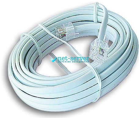 Telephone patch cord 10m, UTP, cat.3, RJ-11(6P4C) copper, gray Kingda TC6P4C-10M