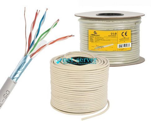 Фото Кабель витая пара FTP Cat.5e Cablexpert 100 м, одножильный CCA AWG24, экранированный фольгой сетевой кабель для Ethernet, бухта, FPC-5004E-SOL/100 &ndash; купить с доставкой по Украине в интернет-магазине Net-server