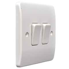 2-button switch, 86x86 mm, feed-through, white, MK K4872