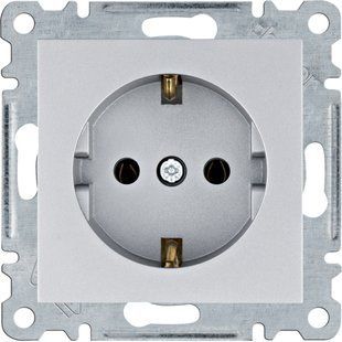 Photo of Socket with grounding contact Lumina, silver, 16A/230V Hager WL1052 &ndash; buy online with delivery across Ukraine at Net-server