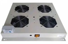 Вентиляторний блок для підлогових шаф Hypernet, 4 вент. термостат, сірий, Hypernet DYN-FM-4F-T