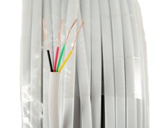 4-core telephone cable, flat, white, 100m spool. Kingda KD-TEL4C-WH