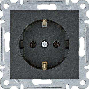 Photo of Socket with grounding contact Lumina, black, 16A/230V Hager WL1053 &ndash; buy online with delivery across Ukraine at Net-server