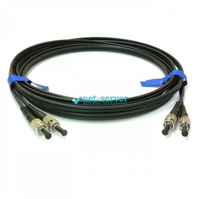 Optical patch cord ST/UPC-ST/UPC, OM3, 2m, black Duplex UPC-2STST(MM)D(ON)BK