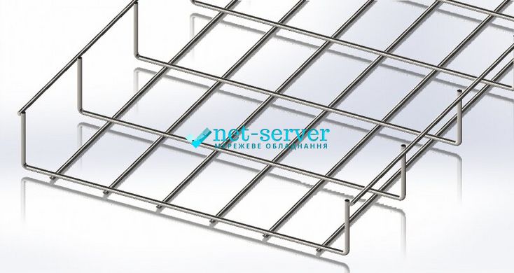 Wire mesh tray 300x50x2500, wire Ø4 mm, white zinc CMS-WBB4-30050Z