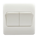 Switch 2-button, with wide keys, 86x86 mm, through, white, MK K4782