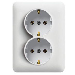 Photo of Socket with grounding contact double Lumina, white, 16A/230V Hager WL1250 &ndash; buy online with delivery across Ukraine at Net-server