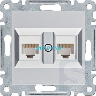 Фото Панель подвійна RJ11/RJ45, сріблясто-сірий, Lumina Hager WL2322 &ndash; купити з доставкою по Україні в інтернет-магазині Net-server