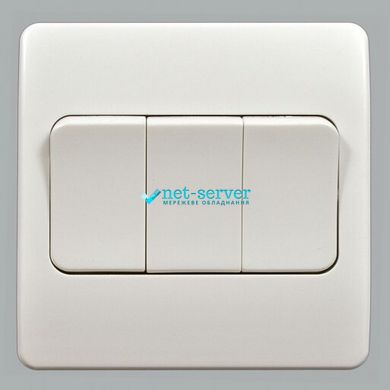 Switch 3-button, with wide keys, 86x86 mm, through, white, MK K4783