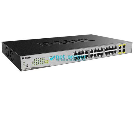 Switch D-Link DGS-1026MP 24x1GE with PoE, 2xSFP/GE/Combo, 370W, Unmanaged