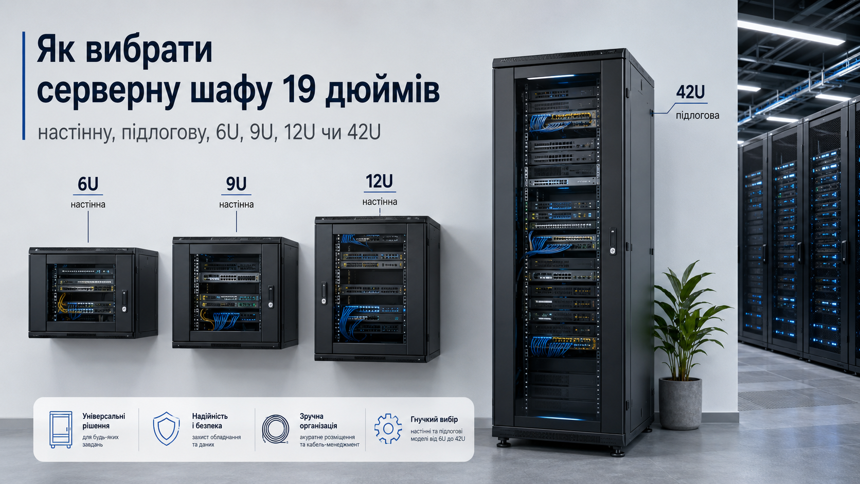 How to Choose a 19-Inch Server Cabinet: Wall-Mounted, Floor-Standing, 6U, 9U, 12U or 42U